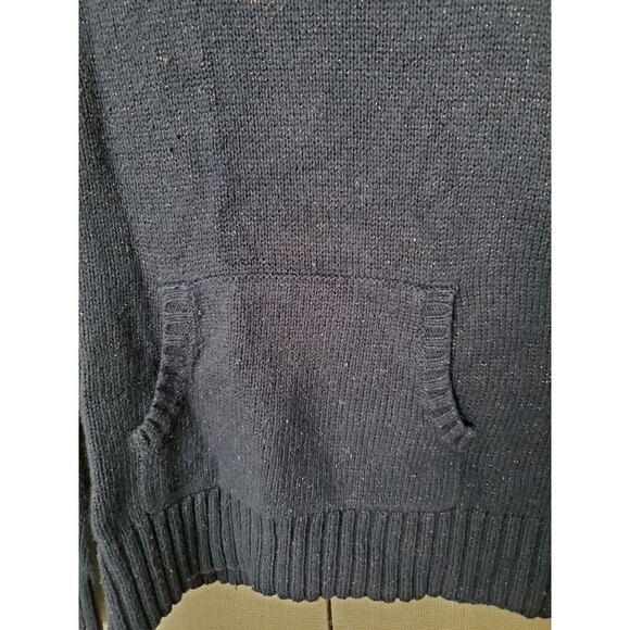 Old Navy Blue Metallic Thread Wool Blend Pullover Sweater Hand Warmer Size Large - Picture 5 of 8